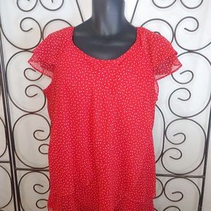 Roz & Ali red sheer top 1X